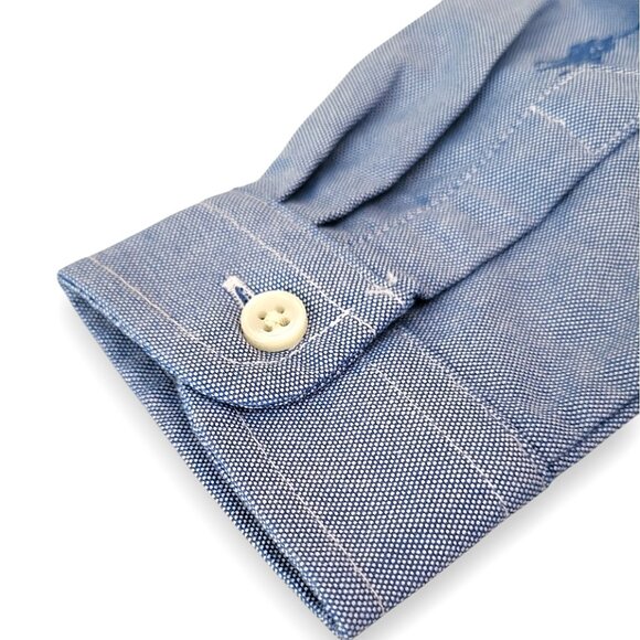 Polo Ralph Lauren Chambray Blue Baby Shirt Allover Pony Logo Long Sleeve, 6M NWT - Picture 8 of 14
